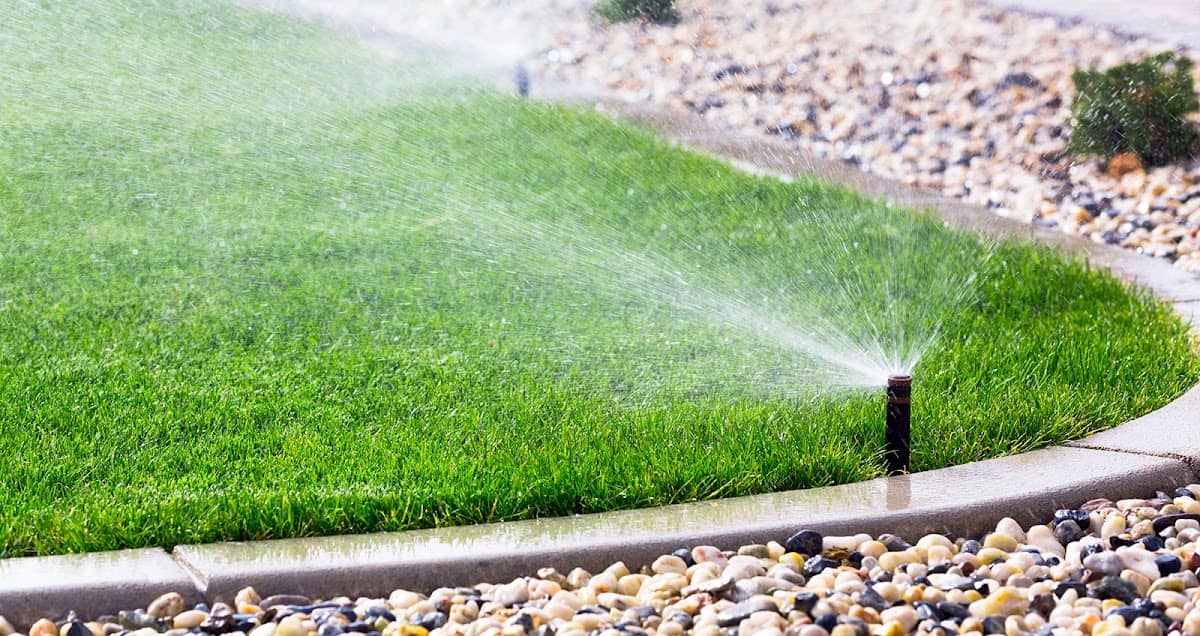 Green Grass Lawn Sprinklers